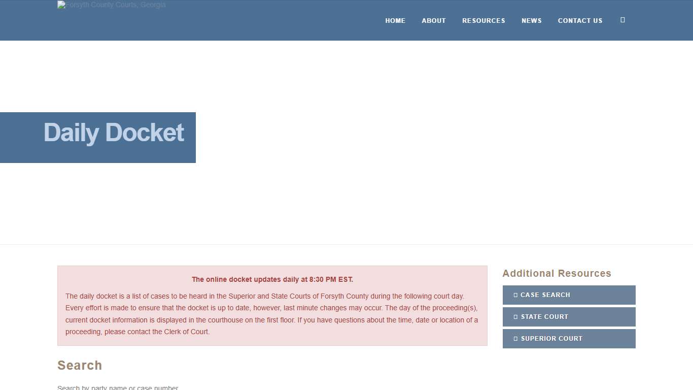 Daily Docket - Forsyth County Courts