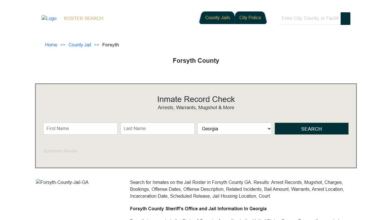 Forsyth County | Georgia Jail Inmate Search